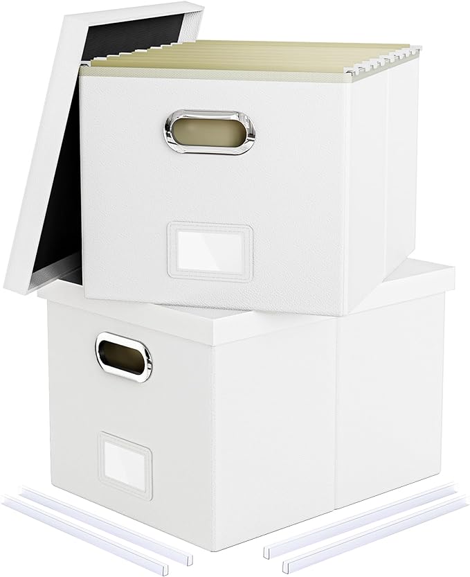 Oterri 2 Pack File Storage Organizer Box, Filing Box, Portable File Box by Oterri