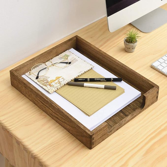 KIRIGEN Wood Letter Tray, Single-Tier Front-Load Desktop Paper Organizer - Image 9
