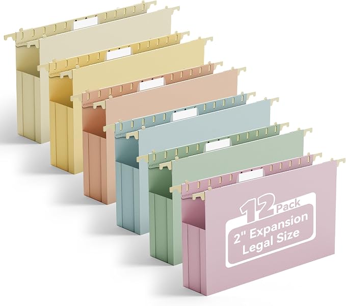 Ansook Legal Size Hanging File Folders, 12 Pack File Folders Legal Size by Ansook