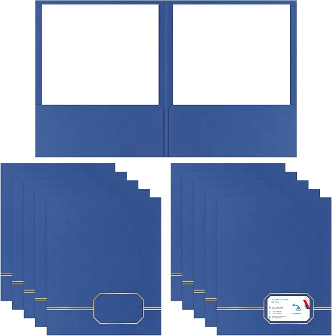 Kisston 50 Pack Executive Twin Pocket Folders Letter Size Blue by Kisston