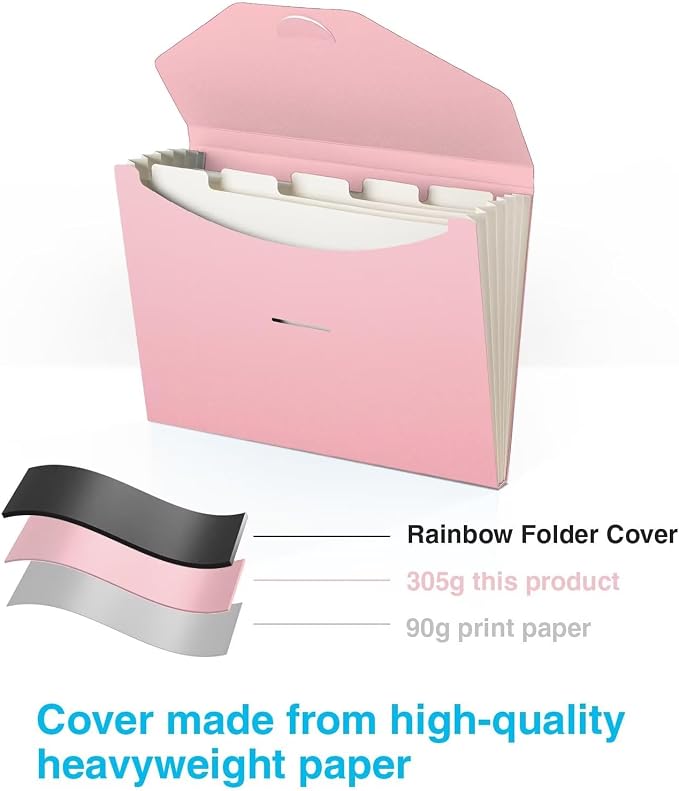 Expanding File Folder Accordion Folders ECO Friendly 6 Pocket Organizer Pink - Image 4