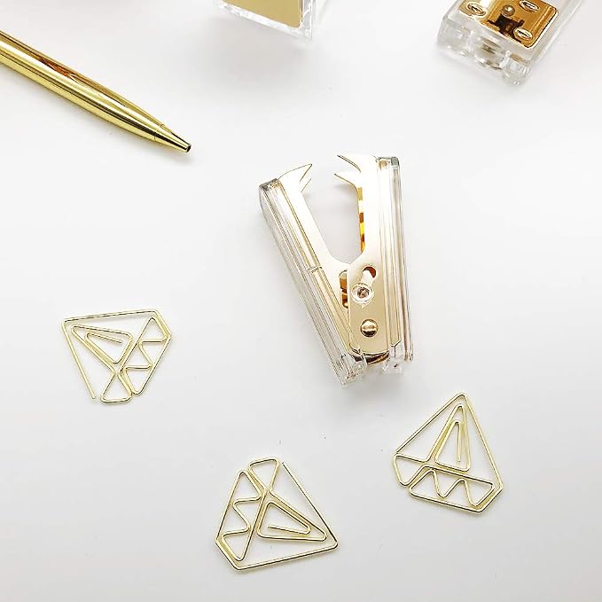 1 Pack Gold Staple Remover Clear Acrylic Golden Glitter Metal Jaws Staples - Image 5