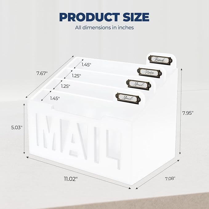 Mail Organizer Countertop, Desktop Mail Sorter - Image 3
