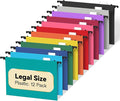Plastic Legal Size Hanging File Folders, 12 Pack Sturdy Legal Hanging Folder by NORDUN