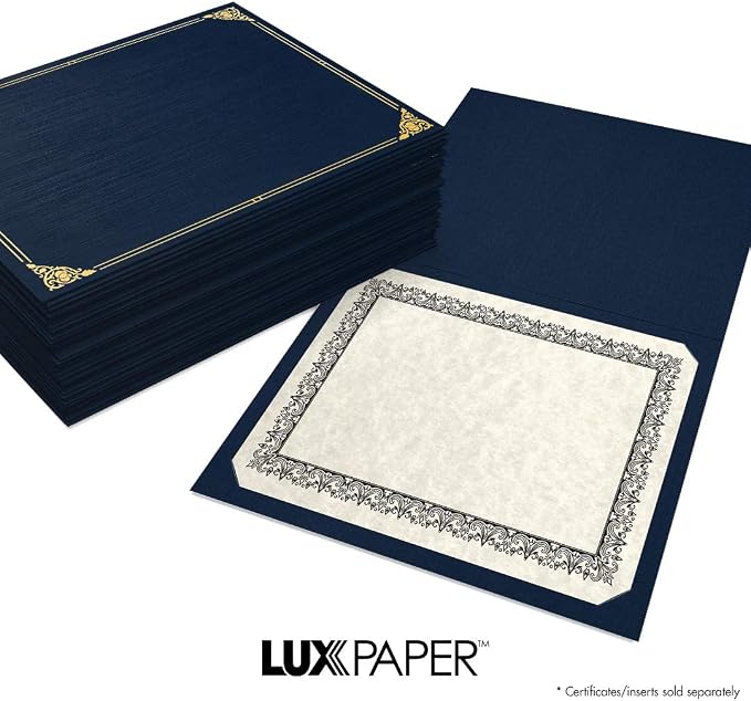 LUXPaper 9.5" x 12" Certificate Holders | Nautical Blue Linen | Embossed Silver - Image 8