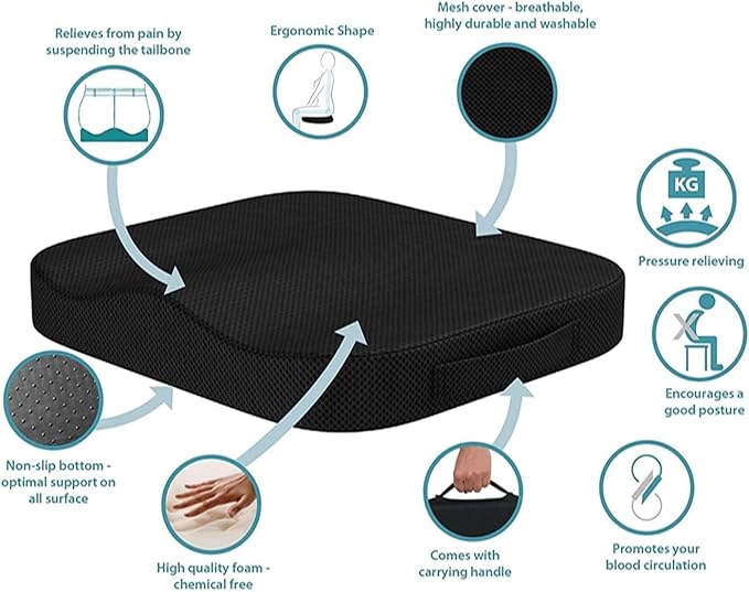 Portable Seat Cushion for Office Soft Memory Foam Seat Cushion Non Slip Bottom - Image 2