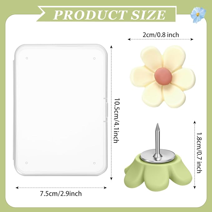 Sawysine 60 Pcs Cute Push Pins Decorative Push Pins Thumb Tacks Colorful Flower - Image 2