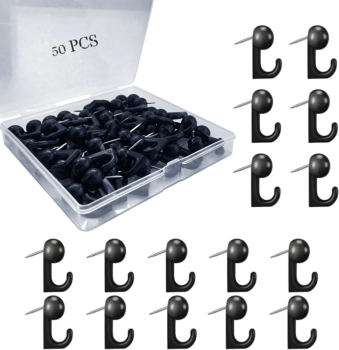 50 PCS Push Pin Hooks, Plastic Heads Cork Board Hooks Decorative Thumb Tacks by Hovesty