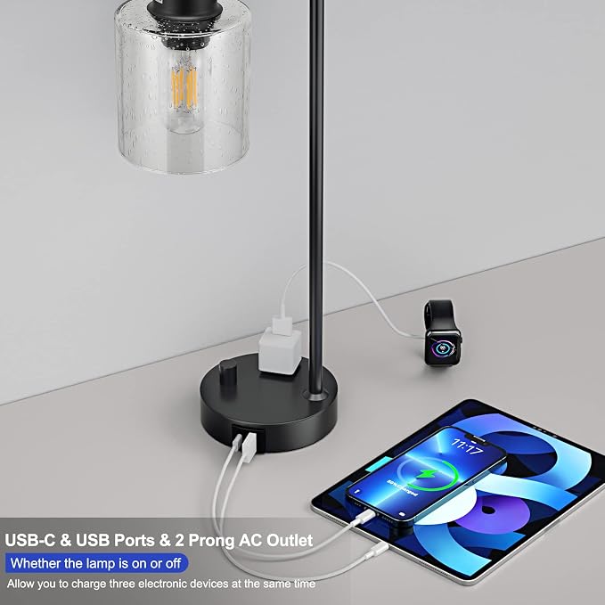 Industrial Bedside Table Lamp for Bedroom - Image 3