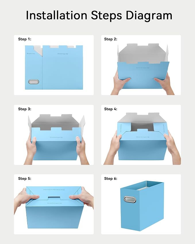 Oterri File Organizer Box, Portable Collapsible Cardboard File Folder Organizer - Image 6