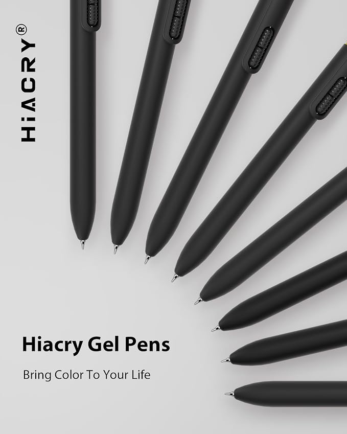 Hiacry 8 Pcs Gel Pens, Quick-Dry Long Lasting Black Ink-0.7 MM Fine Point | - Image 7