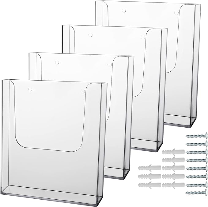 zavekia Acrylic Brochure Holder, 4 Packs 8 x 11.5 Inches Brochure Holder Wall by zavekia
