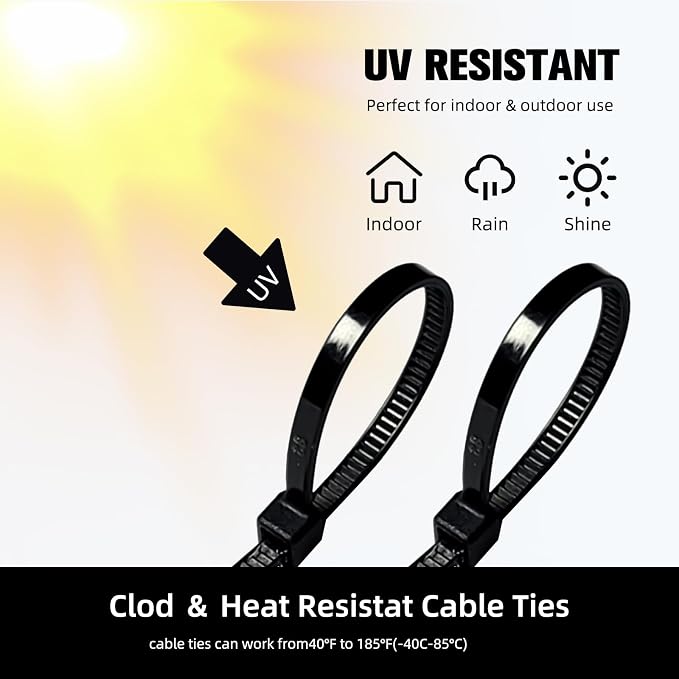 Zip Ties 12 inch, 1000 Pack Black Zip Ties, Self-Locking Nylon Cable Ties - Image 7
