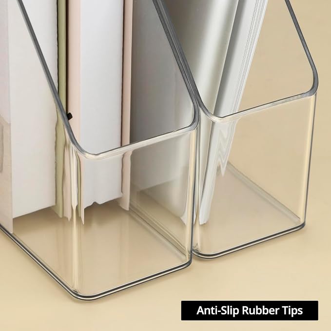 QWORK Clear Acrylic Magazine File Holder, 10.24” X 9.45” X 3.54”, Reliable and - Image 4