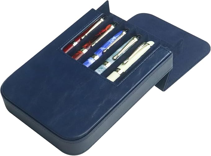 Leather 6 Fountain Pen/Pencil Tray Case, Magnetic Closure - Image 7