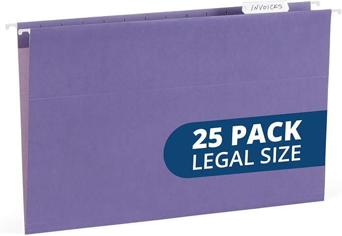 25 Blue Summit Supplies Legal Size Hanging File Folders, Durable 11pt Paper by BlueSummitSupplies