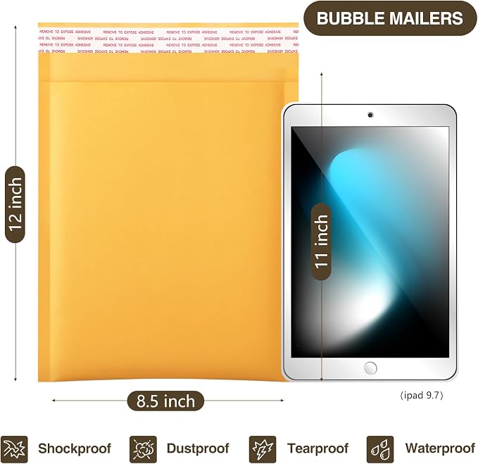 UCGOU Large Kraft Bubble Mailers 8.5x12 Inch Usable Size 8.5x11 Inch 40 Pack - Image 2
