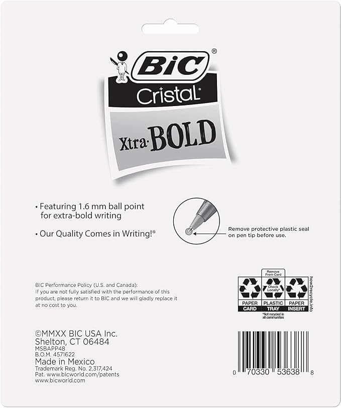 BIC Cristal Xtra Bold Ballpoint Pens, Bold Point 1.6mm, School Supplies - Image 4