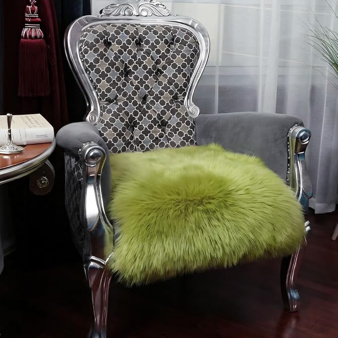 LLB Sheepskin Chair Covers Office Chair Cushion Dining Room Chair Pads Desk - Image 2
