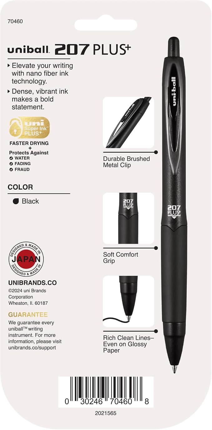 uniball 207 Plus+ Retractable Gel Pens, Medium Point, 4 Pack - Image 8