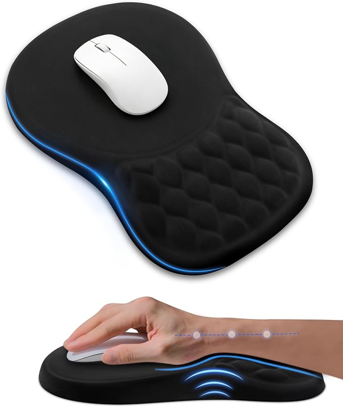Ergonomic Mouse Pad with Wrist Rest, Slope Design Memory Foam Support, Smooth by PVIPCZ