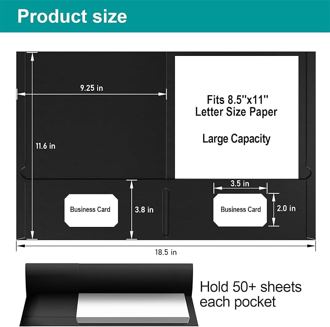 HABGP Two Pocket Folders, 50 Pack 2 Pocket Folders Fit Letter Size Paper - Image 2