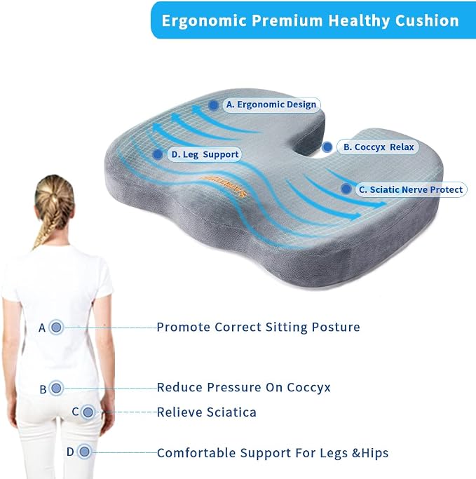 SAIREIDER Seat Cushions for Office Chairs, Memory Foam Coccyx Cushion Pads for - Image 2