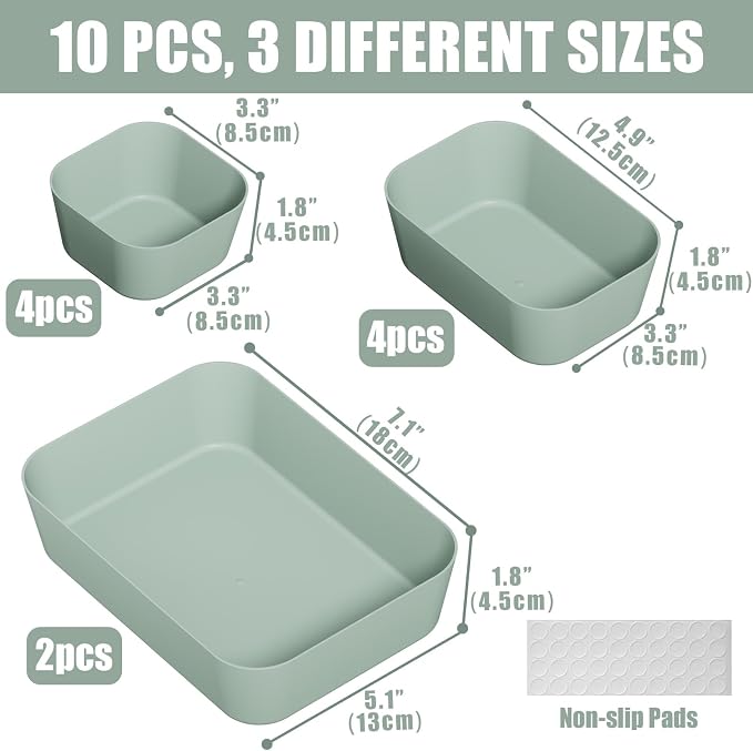 Drawer Organizers Bins 10 PCS for Bathroom Makeup Desk Office | - Image 2