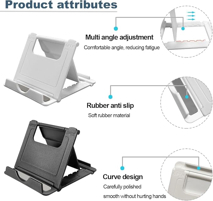 POQOD 2 Pack Cell Phone Stand, Foldable Phone Holder - Image 5