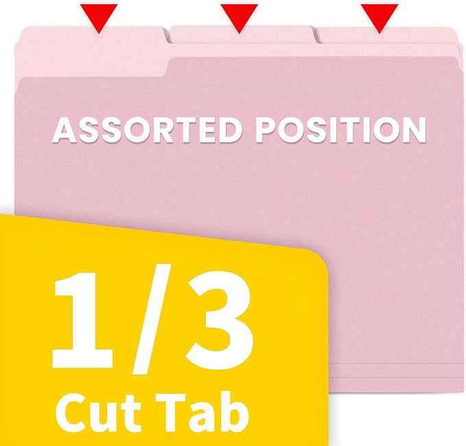 SUNEE File Folders Letter Size Pink, 100 Pack Manilla Folders 8.5 x 11 1/3-Cut - Image 4