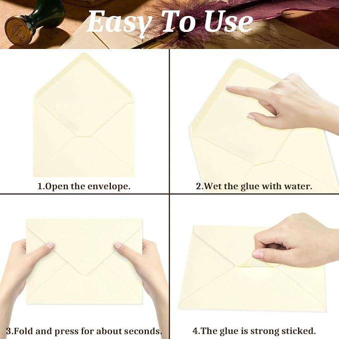 100 Pack A7 Envelopes, Ivory Greeting Card Envelopes Self Seal, 5.24 x 7.24 in - Image 4