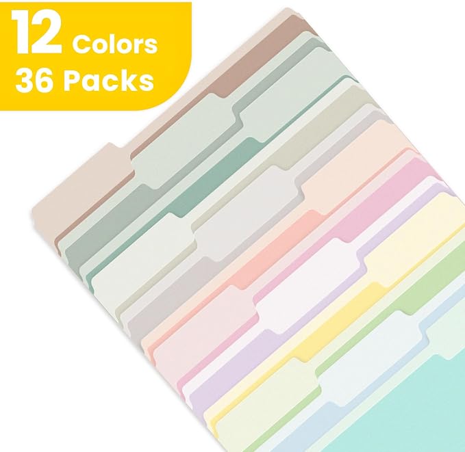 SUNEE File Folders, 36 Pack Manilla Folders 8.5 x 11, 12 Colors Folder Office - Image 4