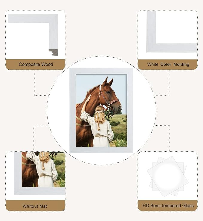 ELSKER&HOME 5x7 Picture Frame White Set of 6 Glass | Multi Photo Frames Collage - Image 6
