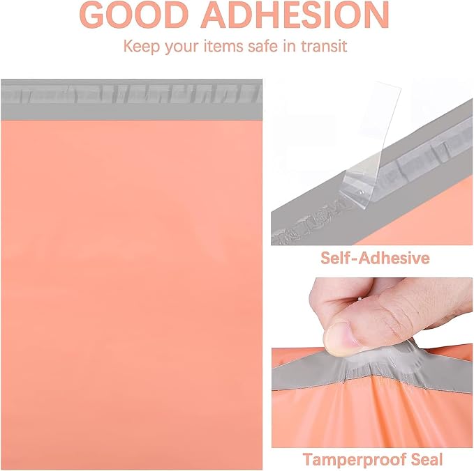 Metronic Poly Mailers 12x15.5 100 Pack Self-Seal Shipping Bags, Peach Pink | - Image 2