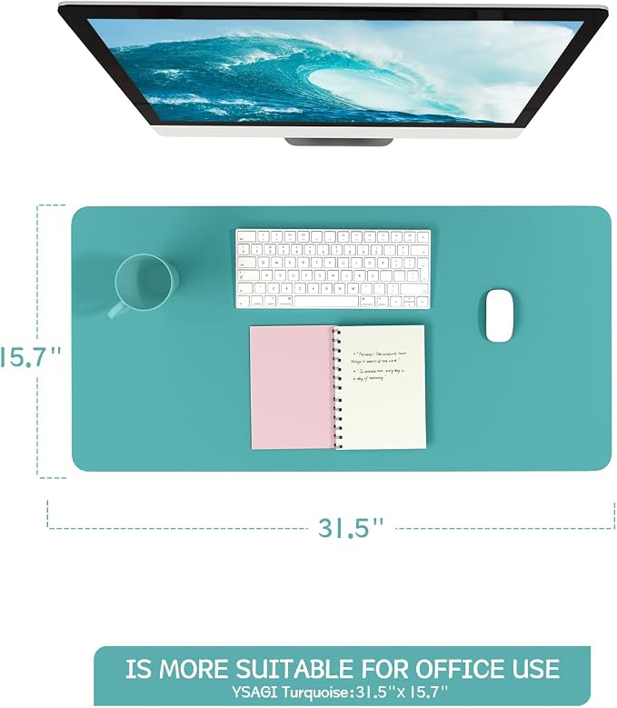 YSAGi Non-Slip Leather Desk Pad, Waterproof Laptop Computer Desk Keyboard Mat - Image 2