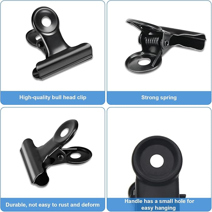 50 Pcs Metal Bulldog Clips, Mini Metal Paper Clips 0.87 in Hinge Clips Small - Image 7