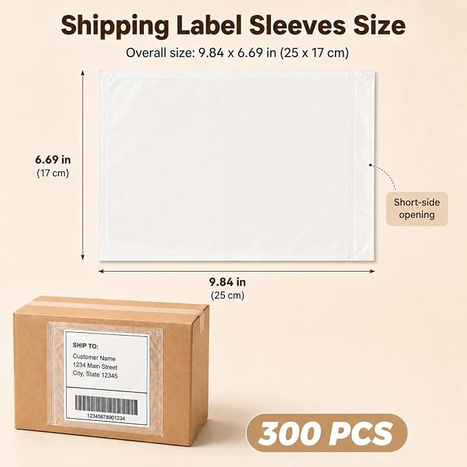 300 Pack 7"x10" Shipping Label Sleeves, Packing Slip Pouches, Packing List - Image 2