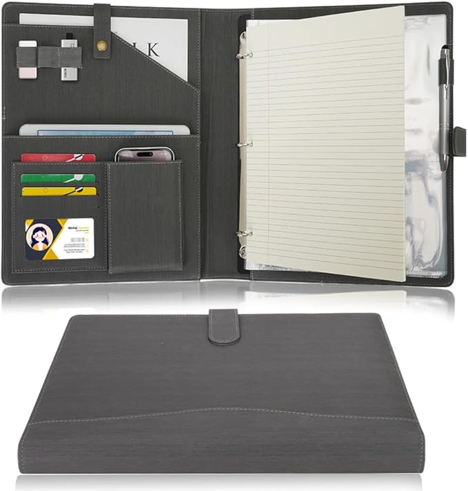 Wonderpool A4 PU Leather Portfolio Holder Ring File Document Case by Wonderpool