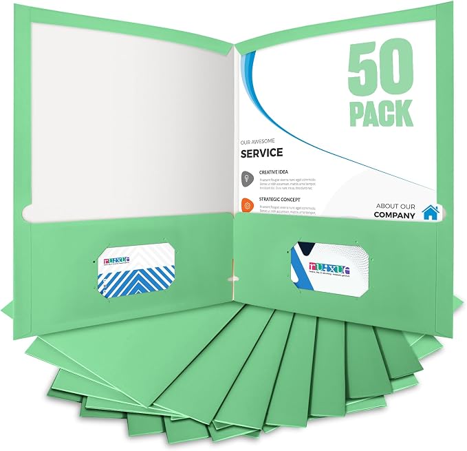 BIBRADAA® 50 Packs Green 2 Pocket Folders, Paper Folders by BIBRADAA