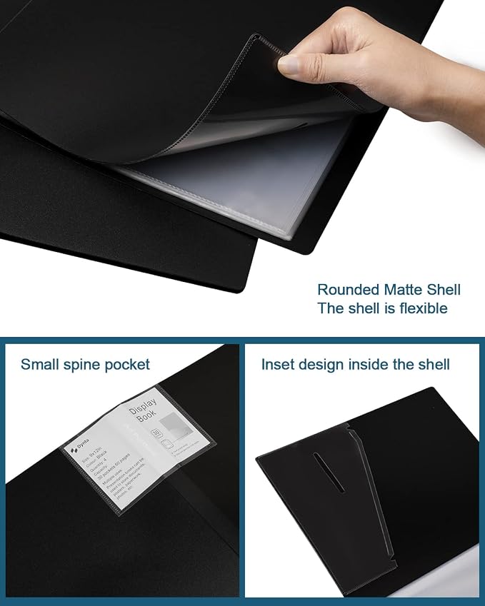 Folder with Plastic Sleeves 4 Pack 9"x12" Black Portfolio Folder - Image 2