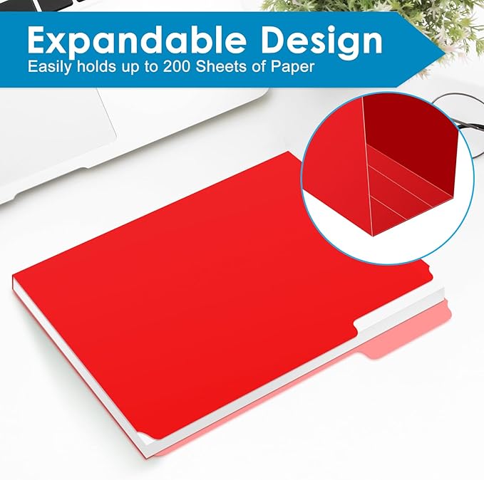 Two Tone Color File Folders 8.5 x 11 Inch, 1/3 Cut Tab File Folders Letter Size - Image 5