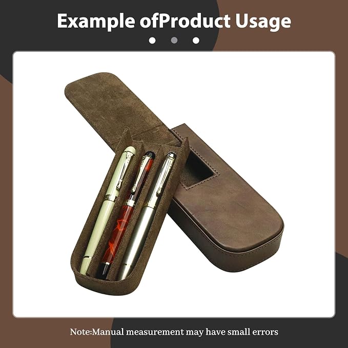 Leather Triple Pen Case Pencil Pouch Holder - Image 4