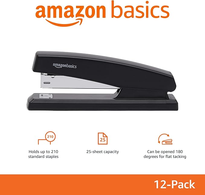 Amazon Basics Office Desk Stapler, 25-Sheet Capacity, Non-Slip - Image 2