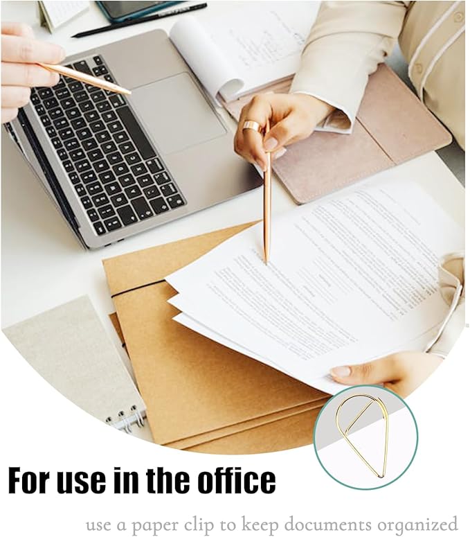 200 Pcs Gold Teardrop Paper Clips Bulk, Stainless Steel Rust-Resistant - Image 3