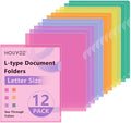 HOUYEE 12 Pack Clear Document Folders, L-Type Plastic File Folder Sleeves by HOUYEE