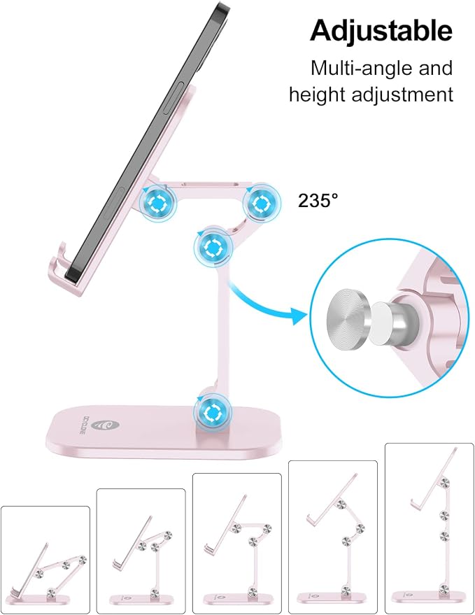 OCYCLONE Phone Stand, Adjustable Height and Angle Foldable Cell Phone Stand - Image 2