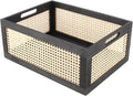 Black Wooden Basket, Rattan Storage Basket by HODAKJUE