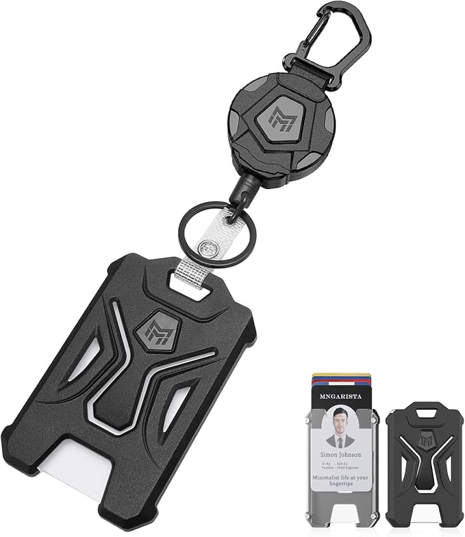 MNGARISTA Retractable Badge Holder, Heavy Duty Carabiner Clip Keychain Badge by MNGARISTA