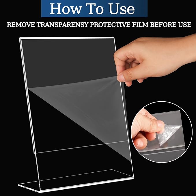 6 Pack 8.5x11 Inch Acrylic Sign Holder Clear Plastic Table Paper Display Stand - Image 3