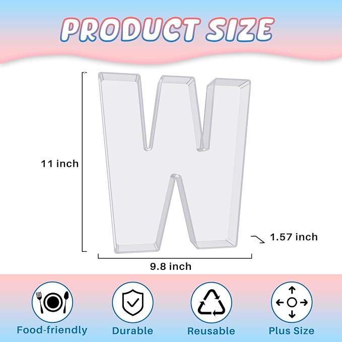 11" Acrylic Letter Charcuterie Box, Reusable Fillable Alphabet Number Shaped - Image 2
